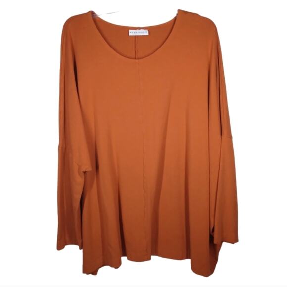 Bryn Walker Bamboo Blend Long Sleeve Oversized Shirt Orange size Medium - Picture 1 of 7